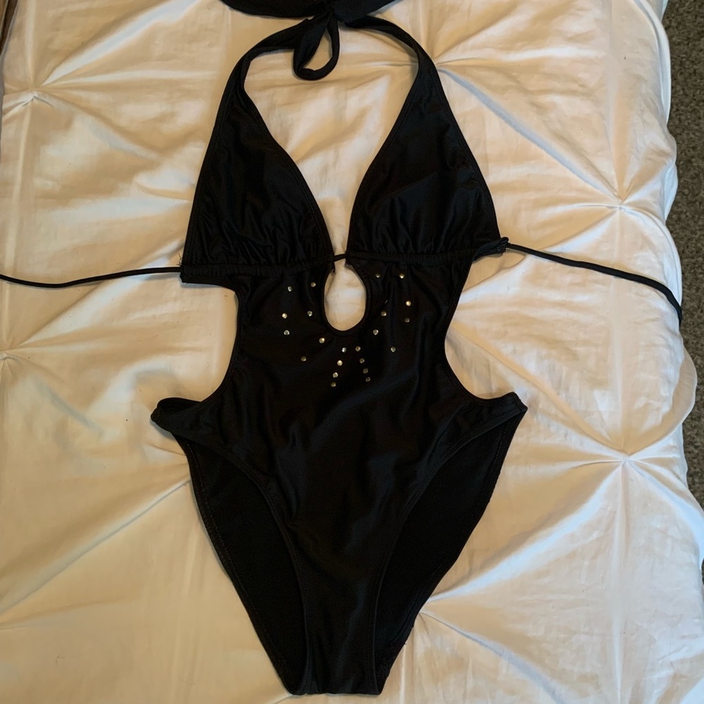 Black Monokini with Silver details size medium